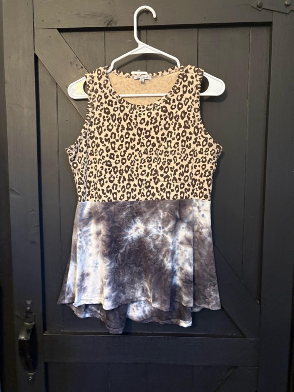 white birch Leopard Print & Tie-Dye Tank Top - Beige and Gray